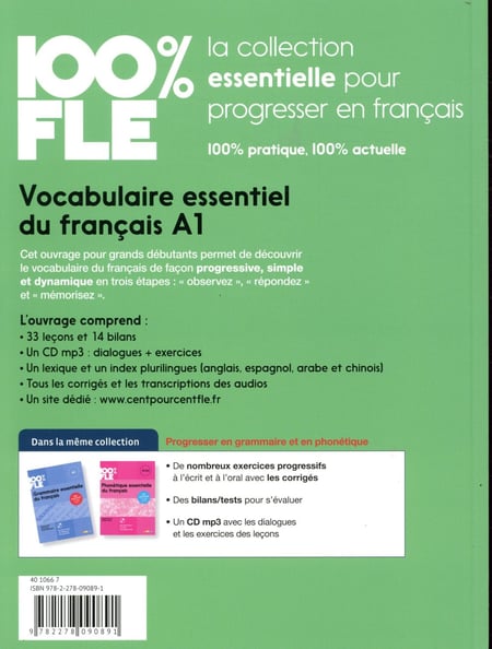 100% FLE : Vocabulaire Essentiel Du Français - Niveau A1 (édition 2018 ...