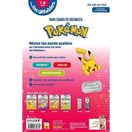 Les incollables : Pokémon - mon cahier de vacances - du CE1 au CE2 (édition 2022)