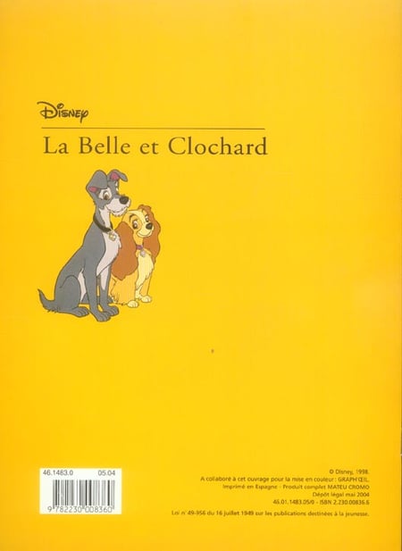Pack Cadeaux La Belle et le Clochard Disney sur Cadeaux et