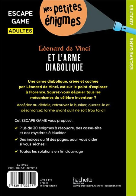 Escape game adulte - Léornard de Vinci et l'arme diabolique : Arnaud  Cebollada - 201722247X - Livres de Jeux et Escape Game