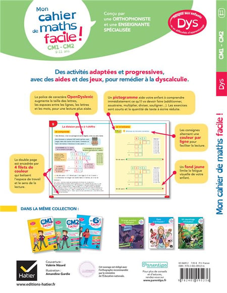 Mon cahier de maths facile ! adapté aux enfants DYS ou en difficulté d ...