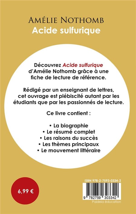 Acide sulfurique - Amélie Nothomb