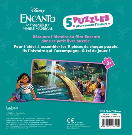 Encanto : la fantastique famille madrigal - 5 puzzles pour raconter l' histoire - l'histoire du film : Disney - 2017177105 - Livres pour enfants  dès 3 ans