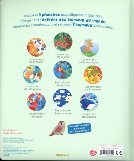 Cherche et trouve les animaux - Livre de concentration 2 ans: Livre  educatif pour enfant 2-3 ans. Jouer au célèbre jeu cherche et trouve des  tout