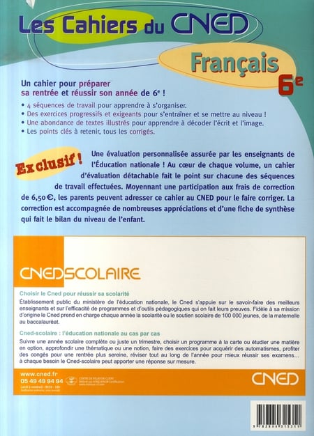 Les cahiers du cned - français - préparer la rentrée et réussir sa 6ème 