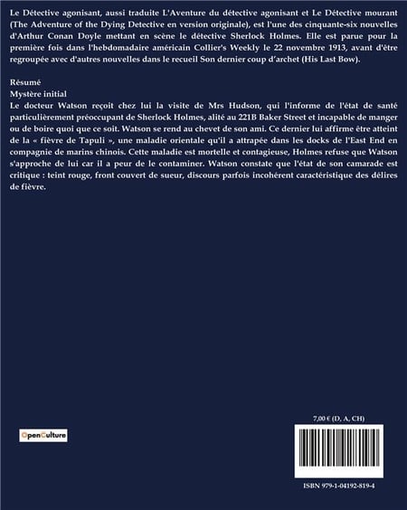 L'Aventure du détective agonisant : Une nouvelle d'Arthur Conan Doyle ...