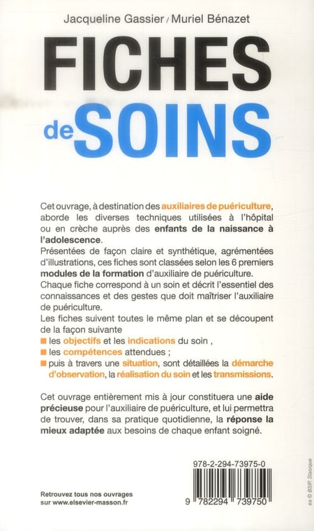 Fiches de soins pour l'auxiliaire de puériculture