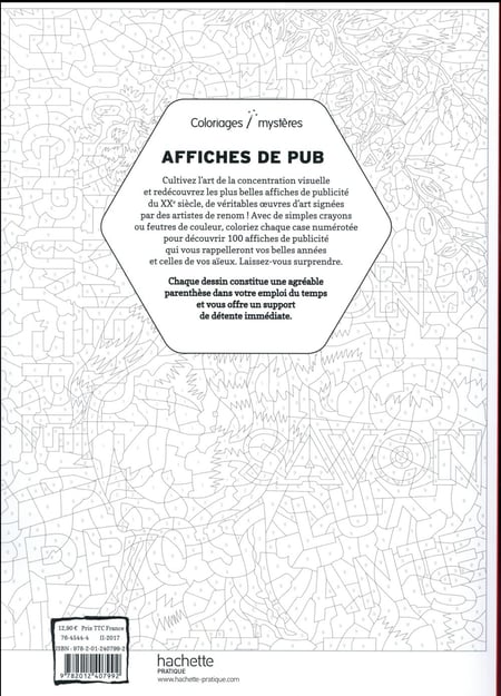 Livre de coloriage - Affiches de pub - 100 coloriages mystères