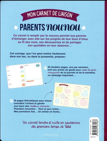 Cahier de liaison parents-nounou : Collectif - 2035937086 - Livre