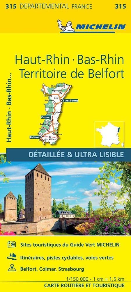 Cartes départementales n.315 : Bas-Rhin, Haut-Rhin, territoire de Belfort
