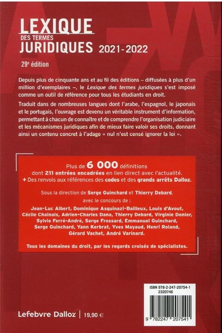 Lexique Des Termes Juridiques édition 2021 2022 Thierry Debard