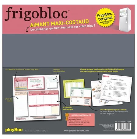 Frigobloc Mensuel 2024 - Calendrier d'organisation familiale / mois (de  sept. 2023 à déc. 2024) - Play Bac (Copie)