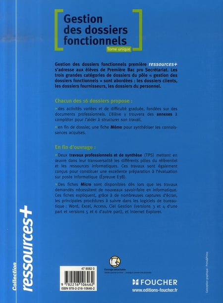 Ressources + : Gestion Des Dossiers Fonctionnels - Bac Pro Secrétariat ...