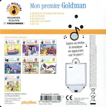 Livre musical Mon premier Goldman - Volume 2 de PlayBac, Livres d