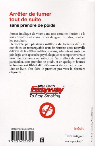 Arrêter de fumer tout de suite - sans prendre de poids : Allen Carr -  2266206508 - Livre Santé - Livre Bien-Etre