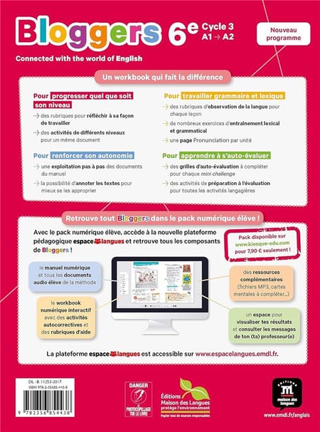 Bloggers : anglais - 6e - cahier d'activités : Collectif - 2356854436 ...
