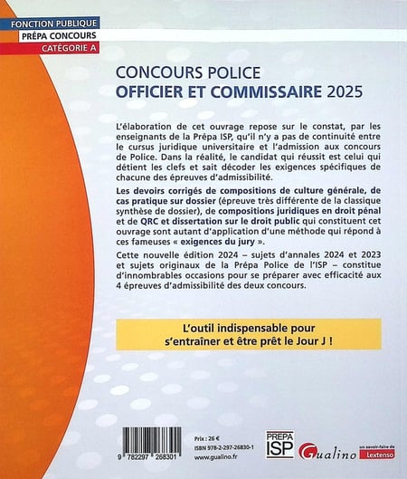 inscription vap officier de police Concours Police Officier et Commissaire 2025 : Collectif- Livres  préparation aux concours