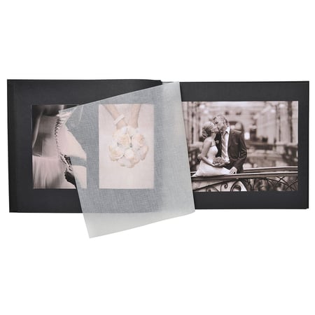 Album photos à vis 40pages HARMONY 37x29cm noir + coeur argent