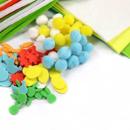 Jouet-Plus Loisirs créatifs pour enfant, Set pompons perles papier mousse  paillettes cœurs colle