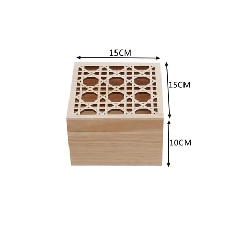 Boîte en bois avec couvercle ajouré motifs Art Déco Créalia 15 x 15 x 10 cm  - Supports Bois