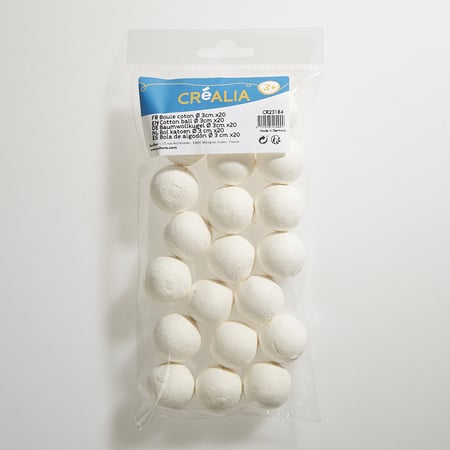 Set de 20 boules de coton diamètre 3 cm - Créalia