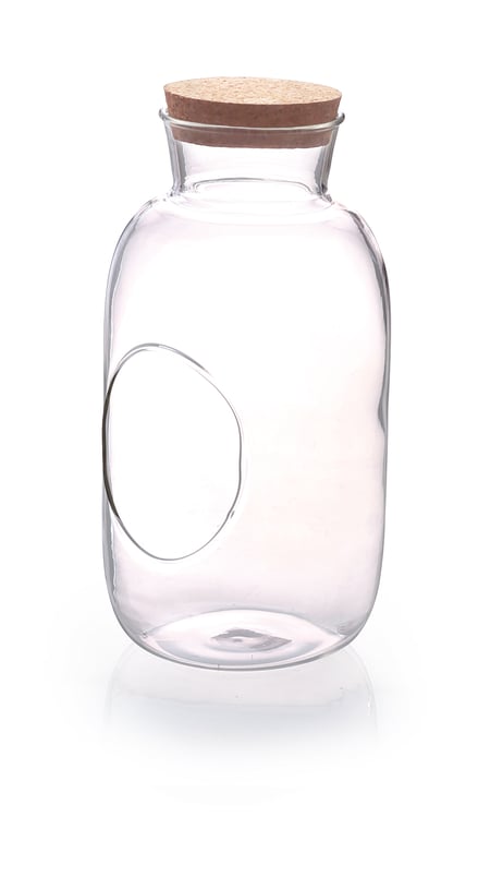 Bouteille en verre avec bouchon en liège H 7.5 cm D 5.5 cm