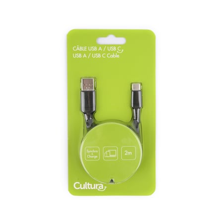 CABLE USB-C USB-C 1,2M PLASTIQUE RECYCLE NOIR : ascendeo grossiste
