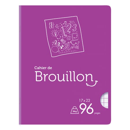 Cahier brouillon 48 pages papier extra blanc 17x22 cm 60g seyes