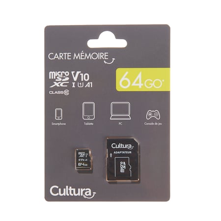 Carte micro SD 64 Go - Achat Carte Mémoire
