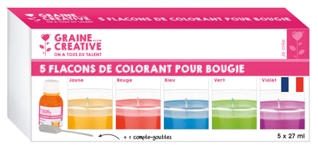 5 flacons de colorant pour bougie liquide - 27 ml