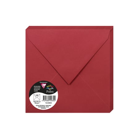 20 enveloppes Pollen 165x165 mm - Rouge groseille - Cartons d'Invitation -  Préparer la Fête - Fêtes et anniversaires