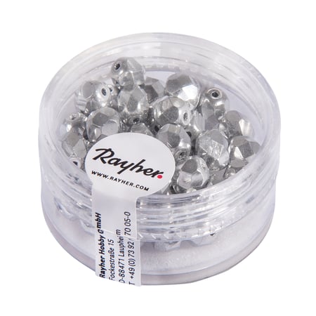 30 Perles Acrylique Rond Facette 6mm Argenté - Mercerie Center