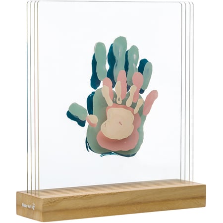 CHERRY CHEERS Kit d'empreintes de mains familiales, cadre en bois