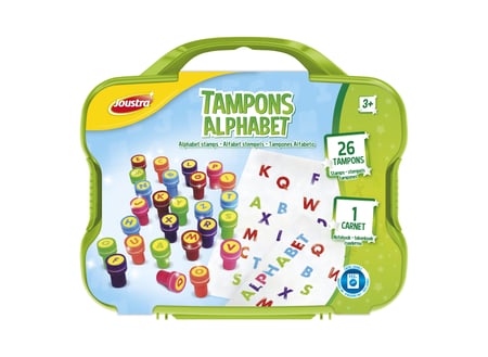 Mallette Tampons Alphabet JOUSTRA - Tampons auto-encrés ludiques et  éducatifs pour enfants de 4 ans et plus rouge - Joustra