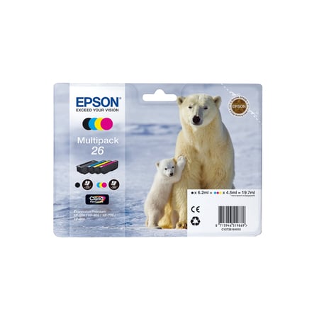 Multipack -  cartouches imprimante Epson Ours polaire 26 - Cyan, jaune, magenta et noir
