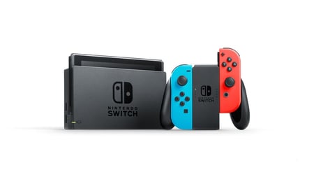Nintendo Switch + paire de Joy-Con rouge néon et bleu néon