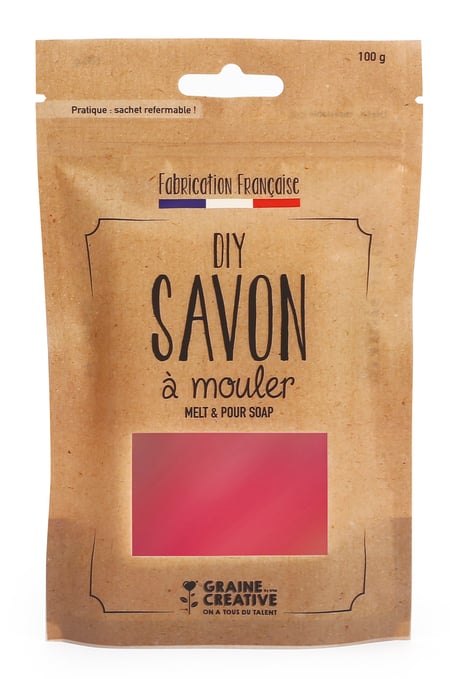 Pain de savon à mouler - 100g - rose translucide