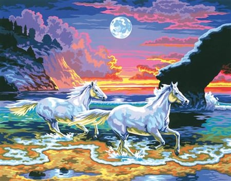Peinture au numéro Oz International - Chevaux au crépuscule - 30x40 cm -  Peintures par numéro