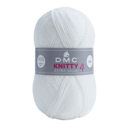 Pelote de fil à tricoter 100% acrylique - DMC - Knitty 4 - Blanc 961