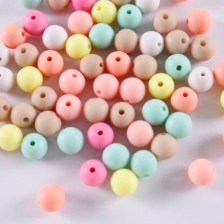 10x perles plastique Rondes 10mm ASSORTIMENT PASTEL - Perles résine -  Creavea