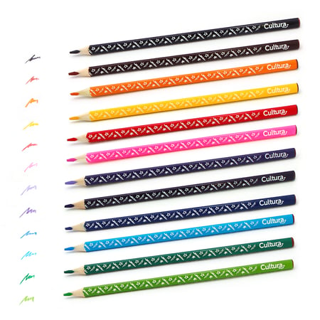 Crayons de couleur décorés pointe moyenne - Cultura - 12 pièces