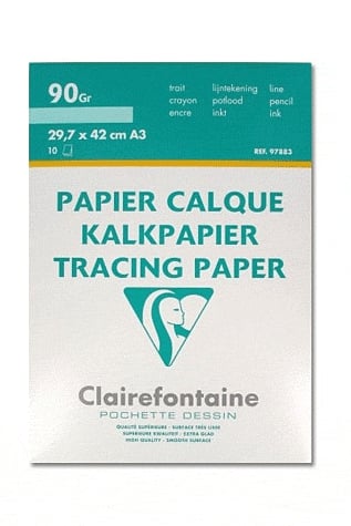CLAIREFONTAINE Ramette de 50 feuilles de papier calque, format A3