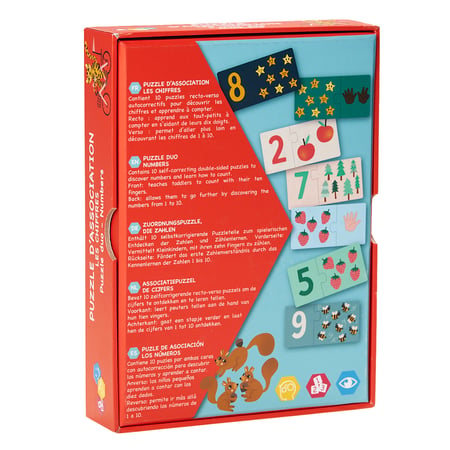 Puzzle Enfant 10 Pièces Carton et 10 Chiffres En Bois 'Mes Premiers  Chiffres' - JANOD - Animaux - Dès 2 Ans