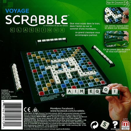 Scrabble de voyage Mattel Games : King Jouet, Jeux de voyage Mattel Games -  Jeux de société
