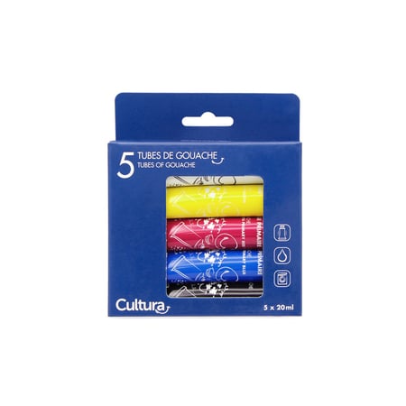 Kit Tactil Color Pébéo - 5 tubes de 80 ml et 1 tampon - Gouaches - Peindre  - Dessins - Peinture