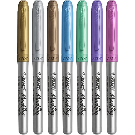 Marqueurs BIC Intensity Métallisés - Lot 5 Couleurs - Or, Argent, Bronze - Pointe Moyenne