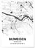 Affiche carte Nijmegen - rectangle Noir et Blanc | A3 : 29,7x42cm