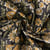 Tissu Voile de Coton indien Block print Fleuris ocre sur fond Noir