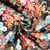 Tissu Coton imprimé Foil Arty fleurs du Japon sur fond Noir