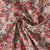 Tissu Double gaze de Coton Sylvaine fleurs Rouges sur fond Beige sable - Au mètre